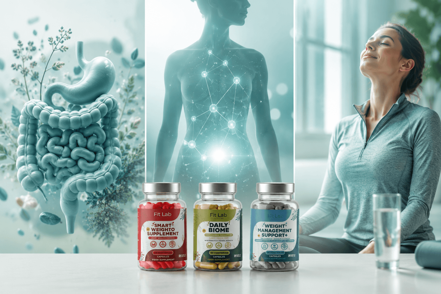 Illustration of the three areas of everyday health: gut, metabolism and daily energy